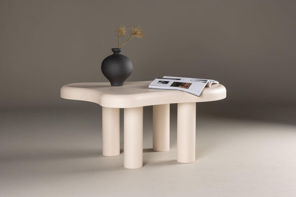 Mmilo Strömstad Sofa Table 100x71 cm – White MDF Coffee Table, Modern Nordic Design for Living Room