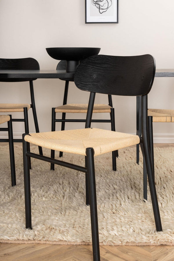 Uno Dining Table with 6 Polly Steel Dining Chairs – Modern 6-Seater Dining Set