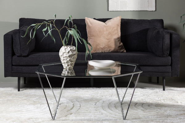 Mmilo Österlen Coffee Table 100 cm – Round Glass Table with Silver Steel Frame, Modern Luxury Design
