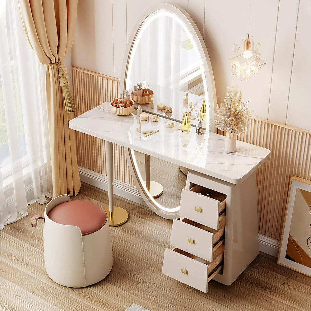 Charlotte Cream Dressing Table with LED Mirror