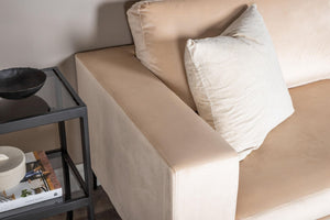 Bolero 3-Seater Sofa, Beige Velvet | Modern Design with Wide Armrests