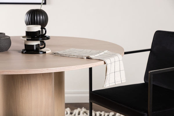 Olivia Whitewash Round Dining Table | Scandinavian Design, White Plastered MDF, 3-Leg Center Base