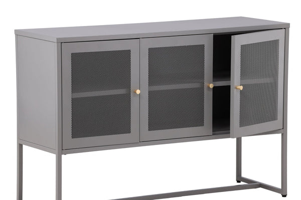 Malla Industrial Cabinet with Mesh Doors | Light Grey Modern Storage Furniture