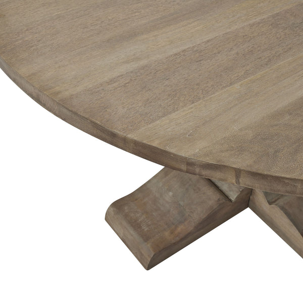 Copgrove Collection Round Pedestal Dining Table Handcrafted Hardwood French Style Dining Table with Washed Bleached Finish - My Store