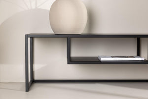 Riverside TV Stand, Black Steel – Modern Minimalist Media Console by Mmilo