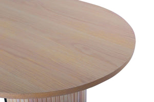 Bianca Oval Dining Table 200x90cm | White Wash Modern Ribbed Design