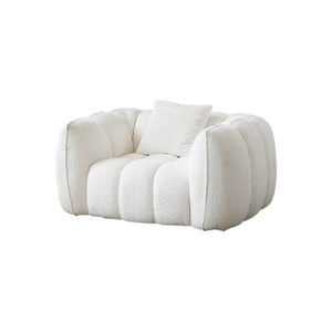 Oxley Pumpkin Single Seater Sofa Armchair – Modern Bouclé Accent Chair, Plush Curved Design, Comfortable Lounge Chair for Living Room, Bedroom & Reading Corner, White - My Store