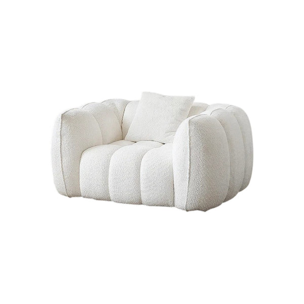 Oxley Pumpkin Single Seater Sofa Armchair – Modern Bouclé Accent Chair, Plush Curved Design, Comfortable Lounge Chair for Living Room, Bedroom & Reading Corner, White - My Store