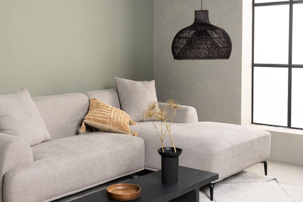 Viskan 3-Seater Sofa with Divan | Matte Black Frame & Light Grey Fabric