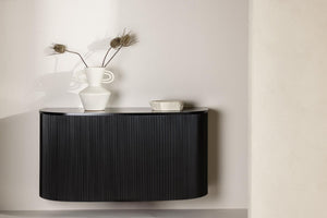 Loca Wall Cabinet 120 cm | Black Ribbed Modern Storage Furniture