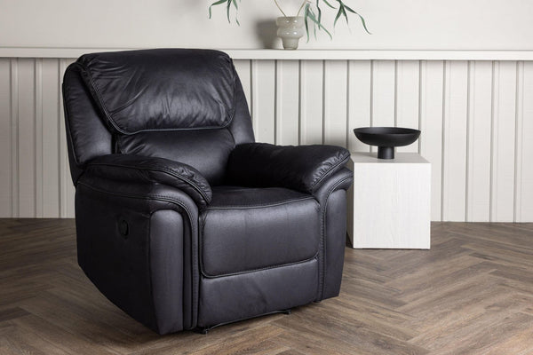 Saranda Black Recliner Armchair | Microfiber Upholstery, Adjustable Back & Footrest