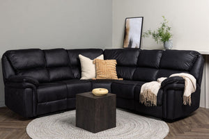Saranda Recliner Corner Sofa, Black – Luxurious Microfiber L-Shaped Sofa with Electric Recliner Function, Spacious and Comfortable Seating for Living Room