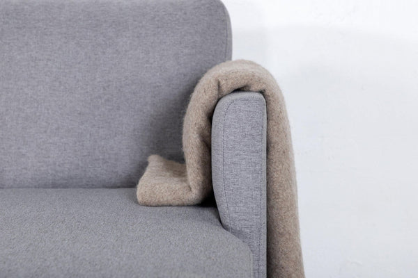 Zoom U-Sofa in Grey | Cozy Fabric Sofa Bed with Black Metal Legs