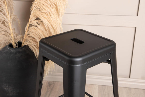 Tempe Bar Chair Set of 4 – Matte Black Steel – Modern Industrial High Stools for Kitchen & Dining