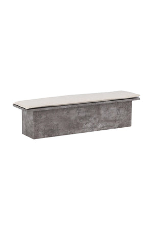 Kellogg Grey Bench | Stone-Look Base with Beige Linen Cushion
