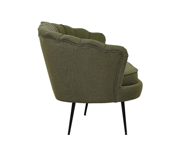 Calais 3-Seater Sofa in Dusty Green Fabric | Modern Stylish Polyester Sofa with Angled Metal Legs