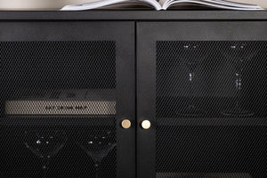 Malla Industrial Cabinet with Mesh Doors | Black Modern Storage Furniture