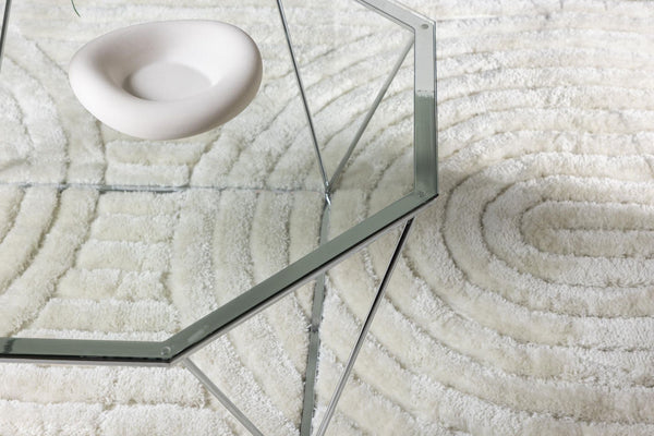 Mmilo Österlen Coffee Table 100 cm – Round Glass Table with Silver Steel Frame, Modern Luxury Design