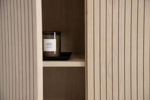 Björkön High Cabinet with Ribbed Doors and Shelves | Whitewash Scandinavian Storage Furniture