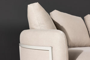 Stellar 4-Seater Sofa in Beige | Modern Fabric Couch with Cushions | Contemporary Living Room Sofa by Venture Homes