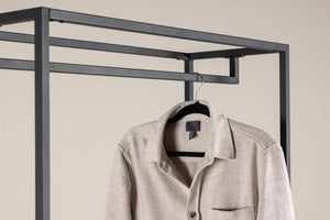 Staal Clothing Hanger, Black | Modern Steel Clothes Rack with Shelves