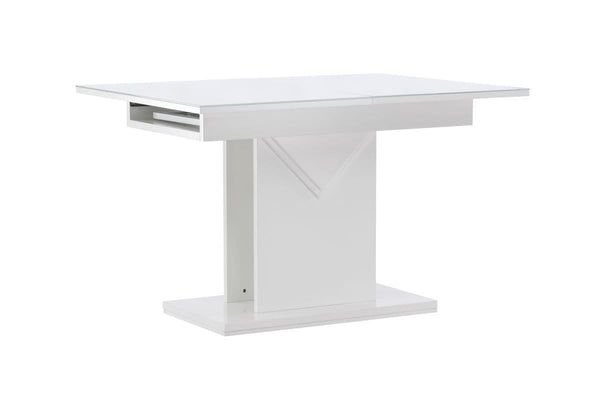 Pluto Rectangular Extendable Dining Table | MDF with Glass Top, 120–160cm