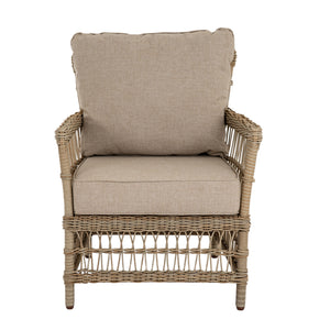 Provence Collection Outdoor 4-Seater Round Dining Set with Weather-Resistant Frame, Powder-Coated Finish, and Contemporary Design