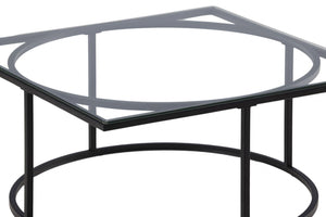Skanör Sofa Table, Black – Modern Glass & Steel Coffee Table by Mmilo