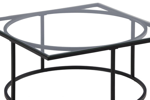 Skanör Sofa Table, Black – Modern Glass & Steel Coffee Table by Mmilo