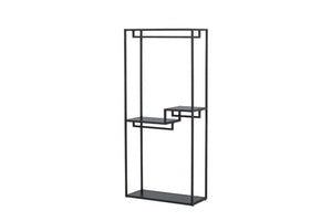 Staal Clothing Hanger, Black | Modern Steel Clothes Rack with Shelves