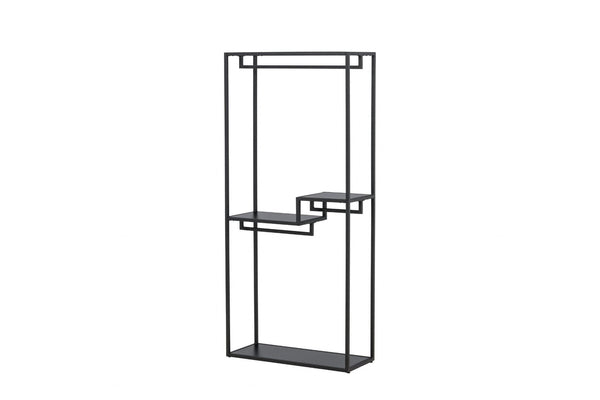 Staal Clothing Hanger, Black | Modern Steel Clothes Rack with Shelves