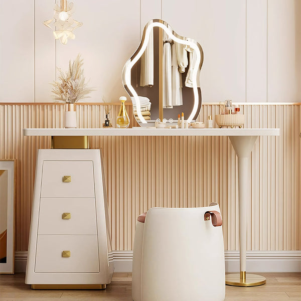 Charlotte Cream Dressing Table with LED Mirror