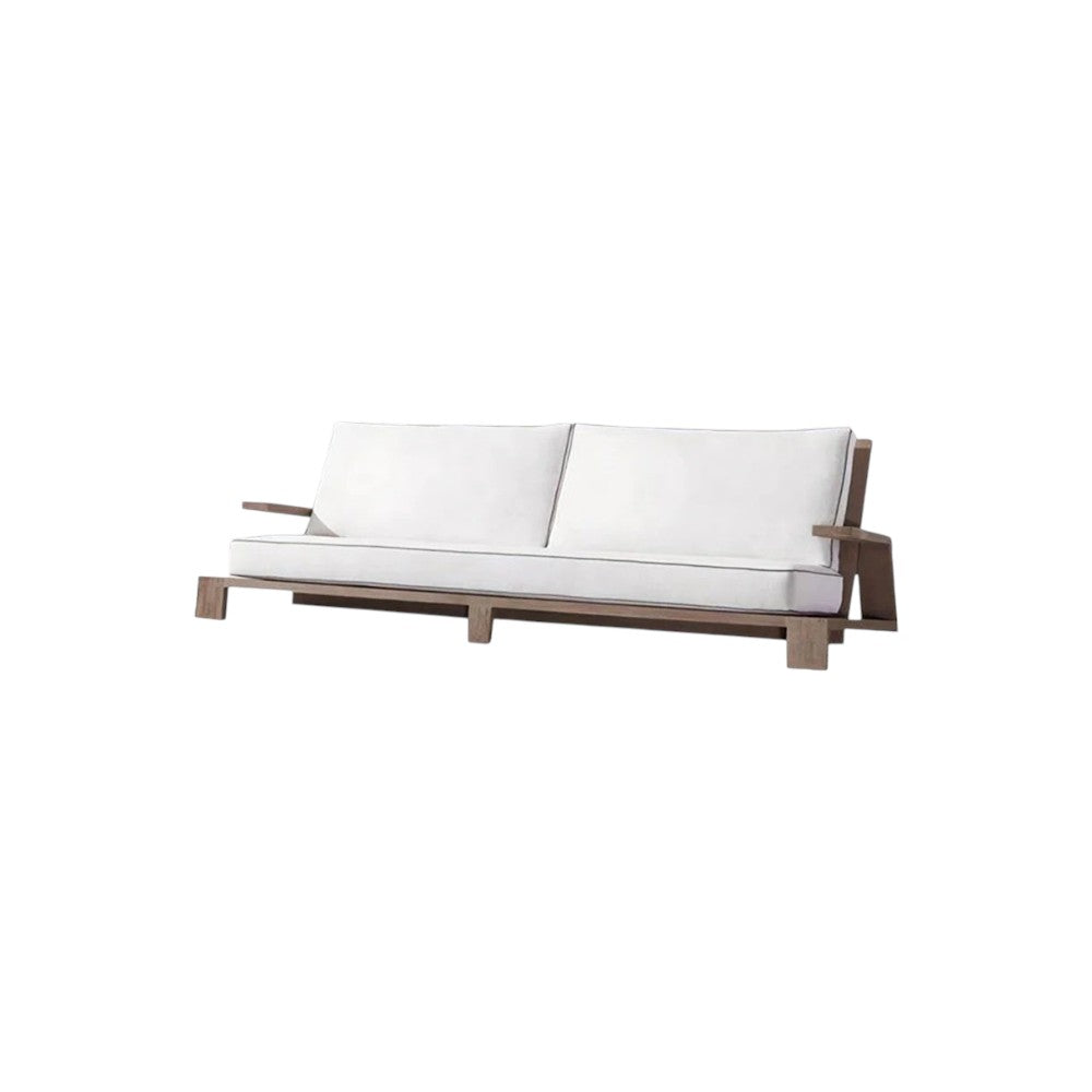 Chandler Oak Wooden Lounge Chair and Ottoman Set – Modern Outdoor Armchair with Cushioned Seat, White Finish Garden Patio Relaxing Furniture - My Store