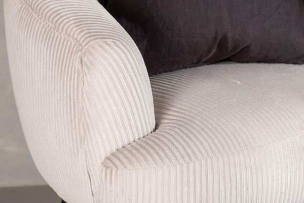 Derry Armchair, Beige Velvet | Modern Retro Accent Chair with Slim Steel Legs