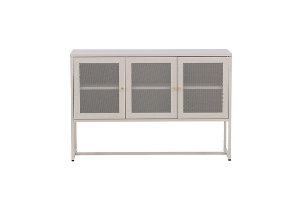 Malla Industrial Cabinet with Mesh Doors | Beige Modern Storage Furniture
