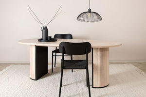Bianca Oval Dining Table 200x90cm | White Wash Modern Ribbed Design