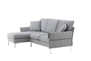 Toulouse 2-3 Seater Sofa, Grey Fabric | Adjustable Divan & Chrome Legs