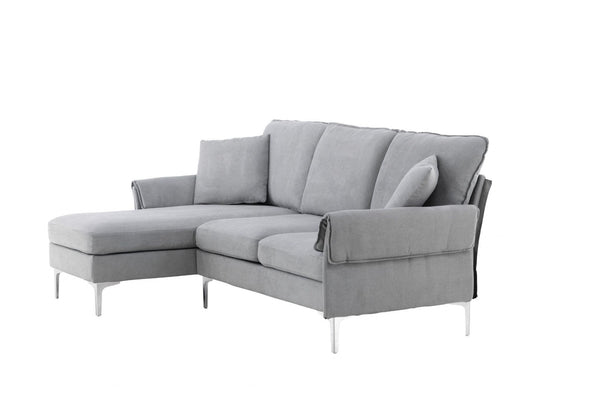 Toulouse 2-3 Seater Sofa, Grey Fabric | Adjustable Divan & Chrome Legs