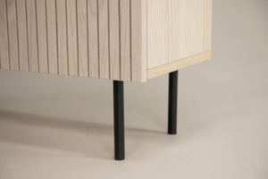 Björkön High Cabinet with Ribbed Doors and Shelves | Whitewash Scandinavian Storage Furniture