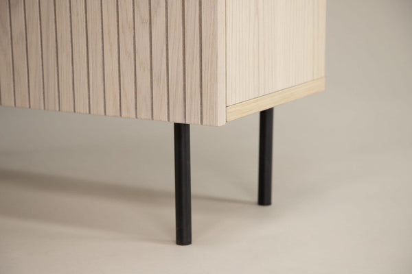Björkön High Cabinet with Ribbed Doors and Shelves | Whitewash Scandinavian Storage Furniture