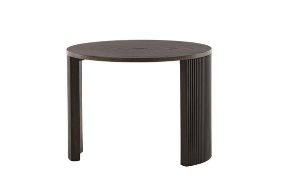 Bristol Sofa Table – Mocca Veneer, Round Coffee Table with Ribbed Wood Frame, 45 cm Height, Mmilo Venture Home Collection