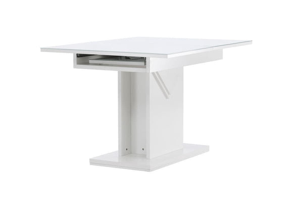 Pluto Rectangular Extendable Dining Table | MDF with Glass Top, 120–160cm