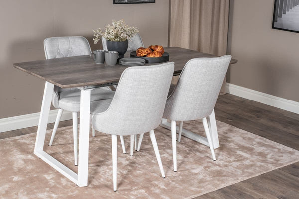 Inca Extendable Dining Table 160–200cm – Grey | Modern Rectangular MDF Top with White Metal Frame | Stylish & Space-Saving Design by Mmilo