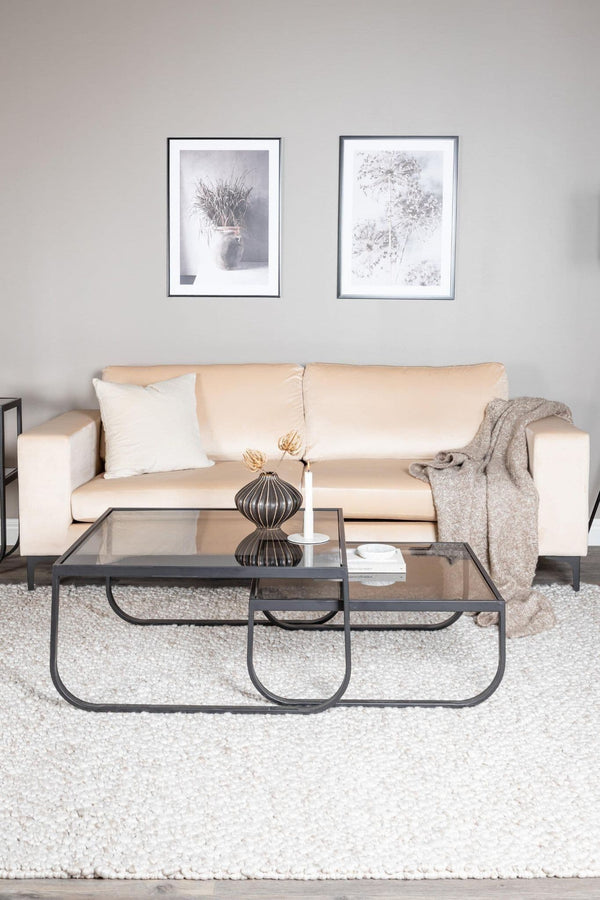 Bolero 3-Seater Sofa, Beige Velvet | Modern Design with Wide Armrests
