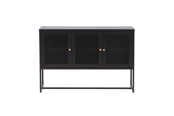 Malla Industrial Cabinet with Mesh Doors | Black Modern Storage Furniture