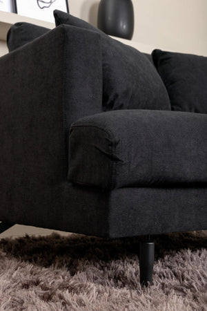 Sofia Black Armchair | Nordic Design with Soft Cushions & Metal Legs