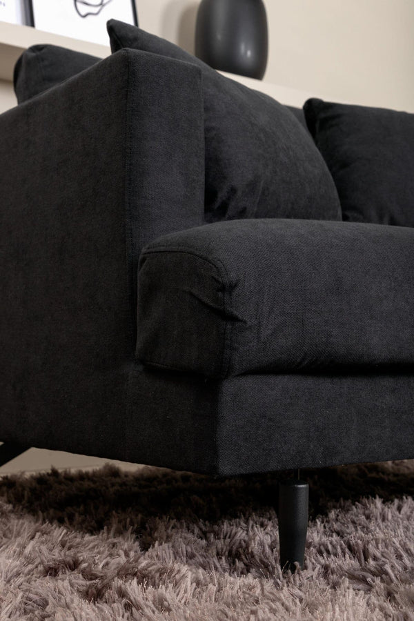 Sofia Black Armchair | Nordic Design with Soft Cushions & Metal Legs