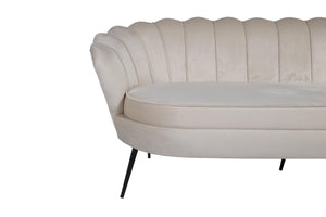 Calais 3-Seater Sofa in Beige Velvet | Modern Stylish Sofa with Angled Metal Legs