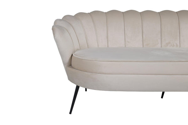 Calais 3-Seater Sofa in Beige Velvet | Modern Stylish Sofa with Angled Metal Legs