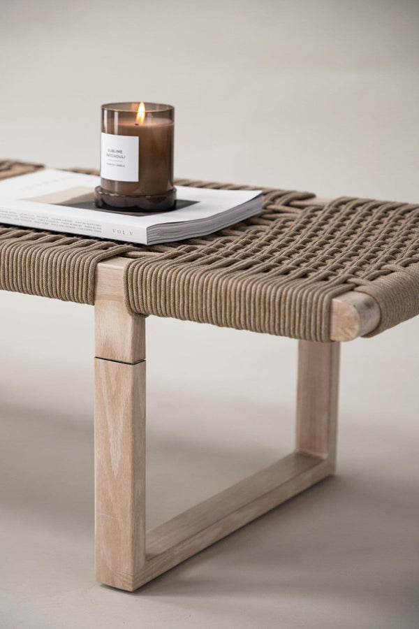 Ängön Light Natural Bench | Rope Seat with Nordic Steel Frame